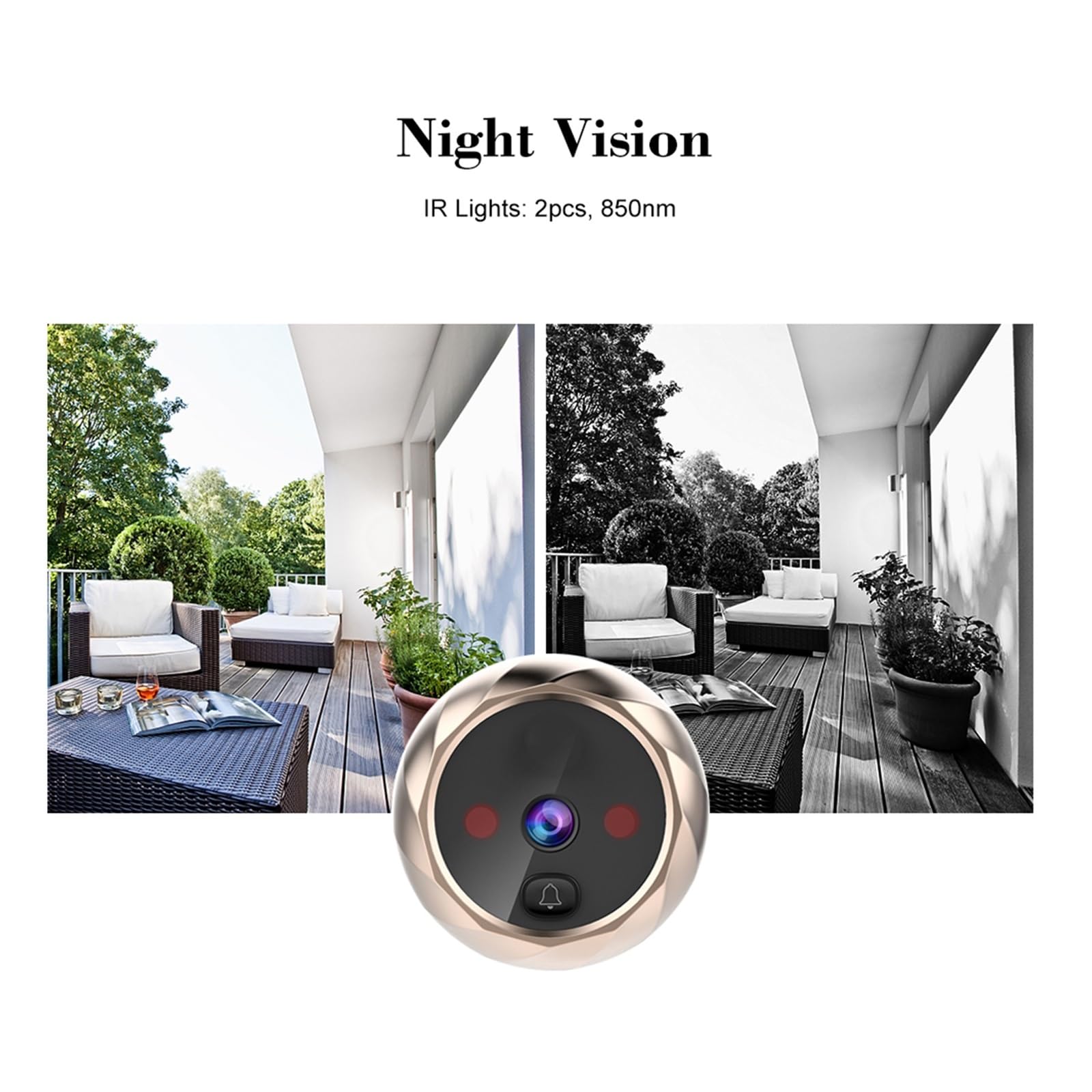 Visor De Puerta Digital Mirilla Cámara De Puerta Timbre Pantalla LCD De 2,8 Pulgadas Visión Nocturna Sesión De Fotos Monitoreo De Puerta Digital(Silver)