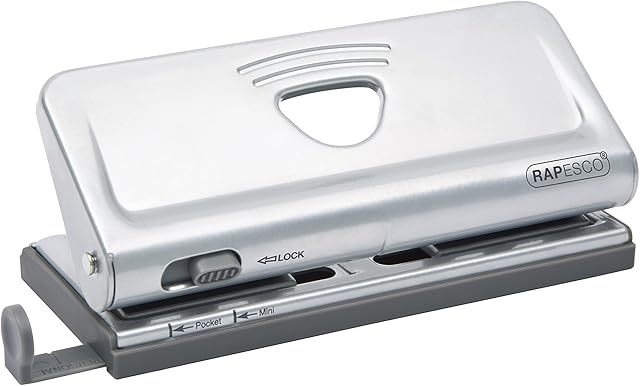 Rapesco 1344 Adjustable 6-Hole Organiser/Diary Punch, 10 Sheet Capacity, Silver