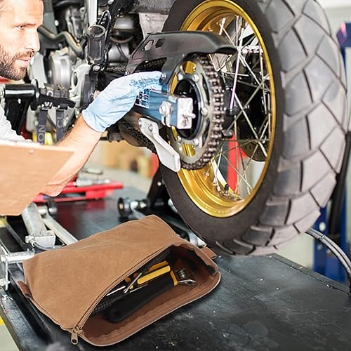 Miniatura 7 de Bolsa de Lona con Cremallera, Paquete de 3 Organizador de Bolsa Pequeña para Herramientas, Bolsa Mini con Cremallera de Lona Encerada Resistente de