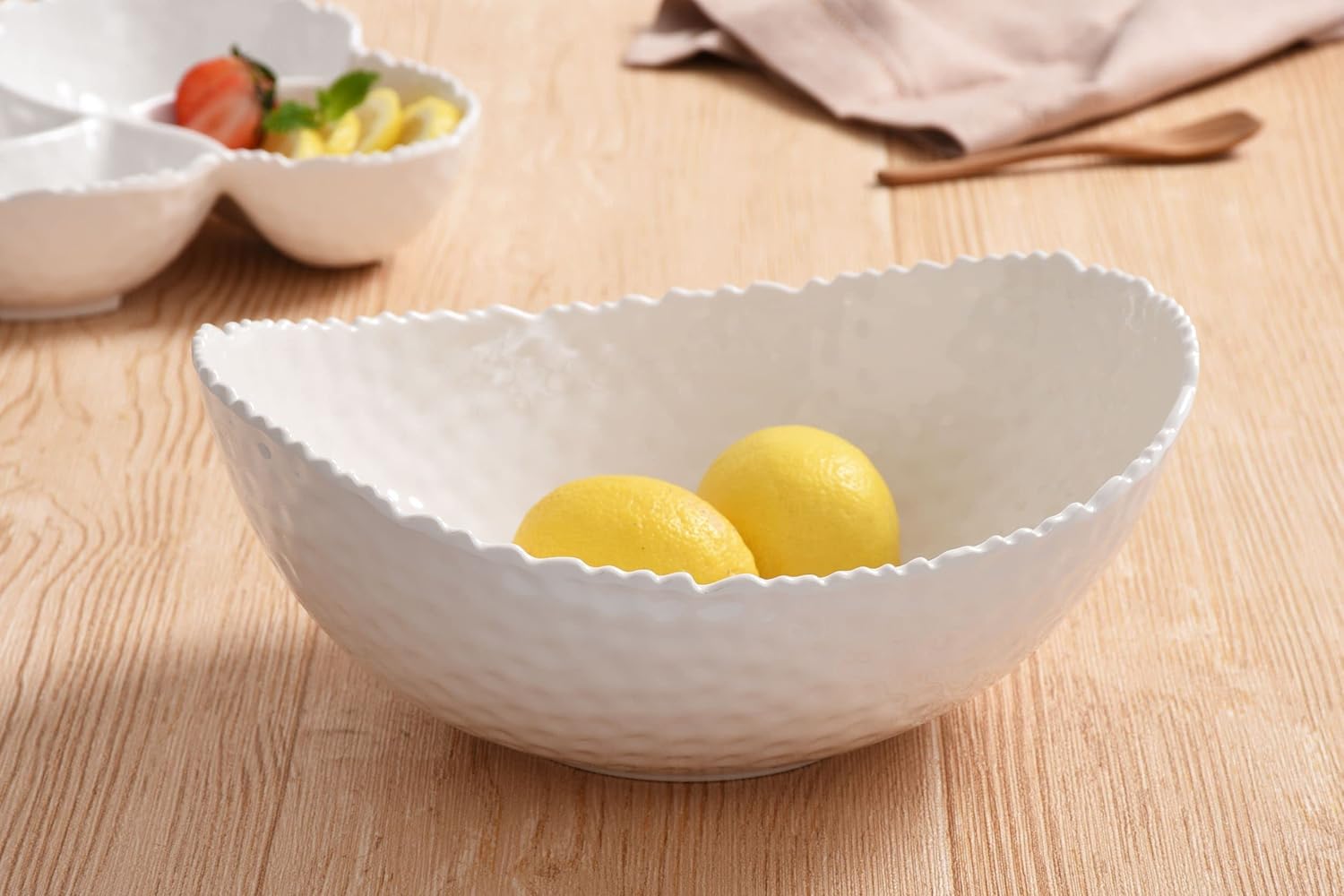 Pampa Bay Shatterproof Melamine Large Oval Bowl, 11.3 x 9 Inch, Food, Freezer, Dishwasher Safe, White