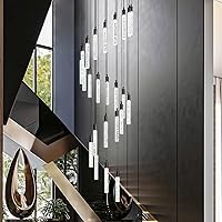Vista 11 de Candelabro moderno de 36 luces para sala de estar, lámparas colgantes de techo de cristal negro, LED, regulables, 216 W, 6000 K, escaleras, grandes