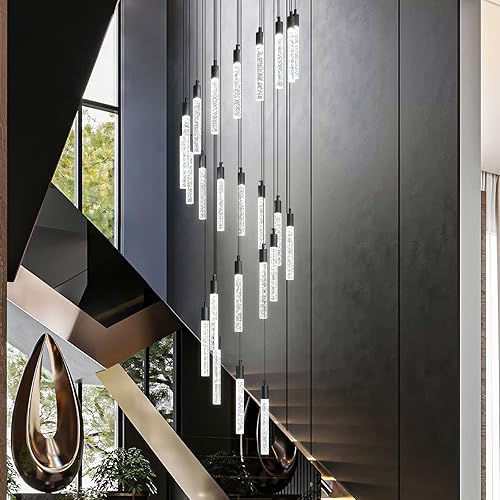 zhllmq Lámpara colgante moderna de 24 luces para isla de cocina, lámpara LED regulable para vestíbulo, entrada de techo alto, luces colgantes para