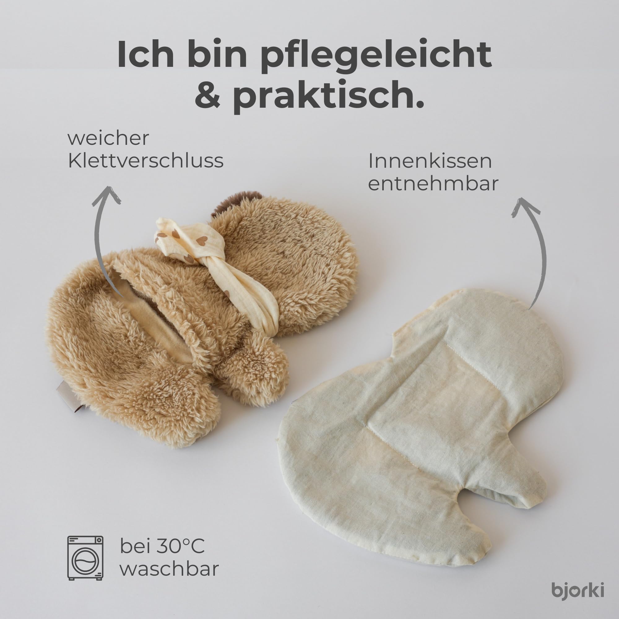 BJORKI Coussin chauffant pour bébé et enfant - Coussin chauffant avec garnissage en graines de lin pour le micro-ondes - Parfait comme doudou et coussin apaisant pour la chaleur et le bien-être