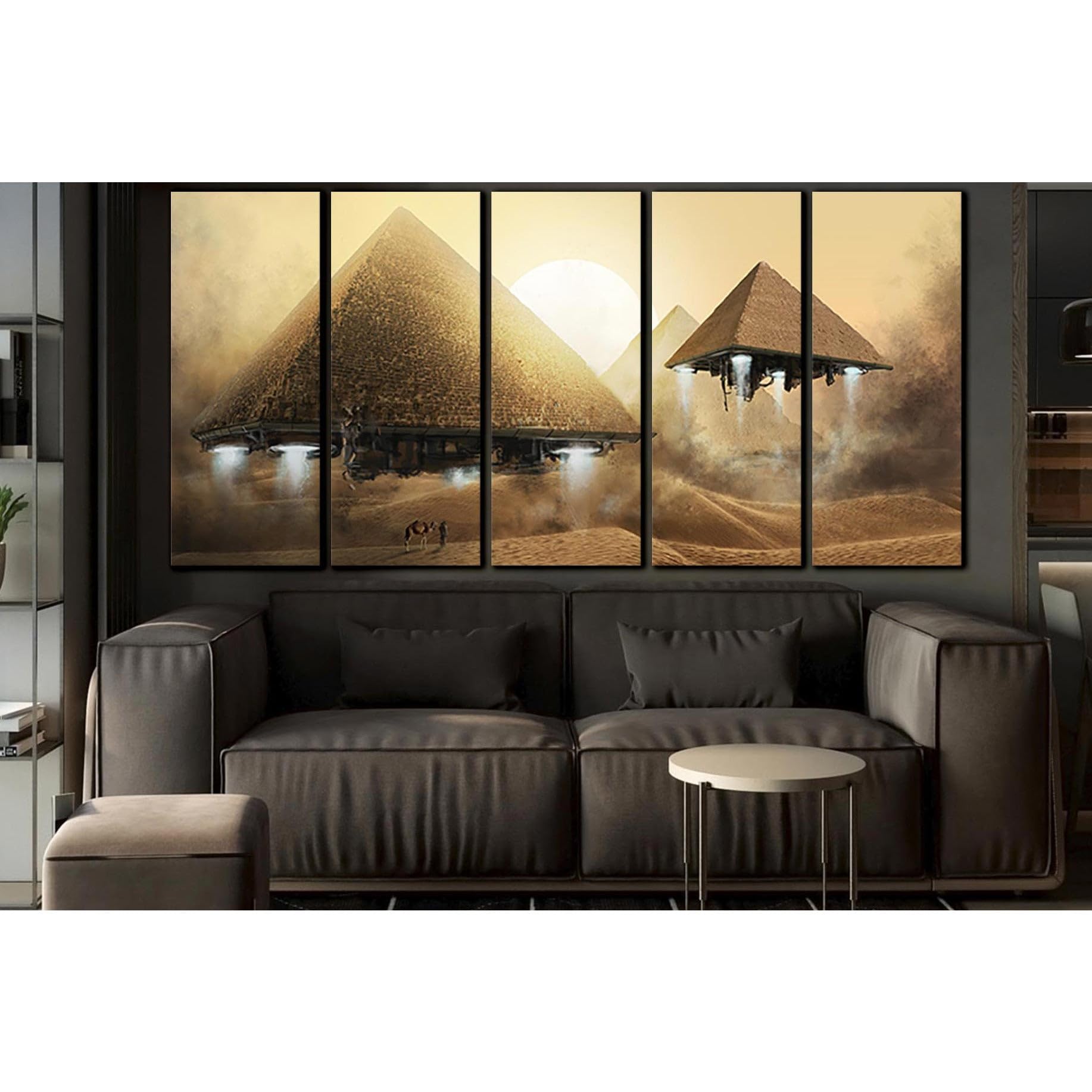 Pyramid Spaceships №SL1290 impression sur toile design moderne polyptyque mural