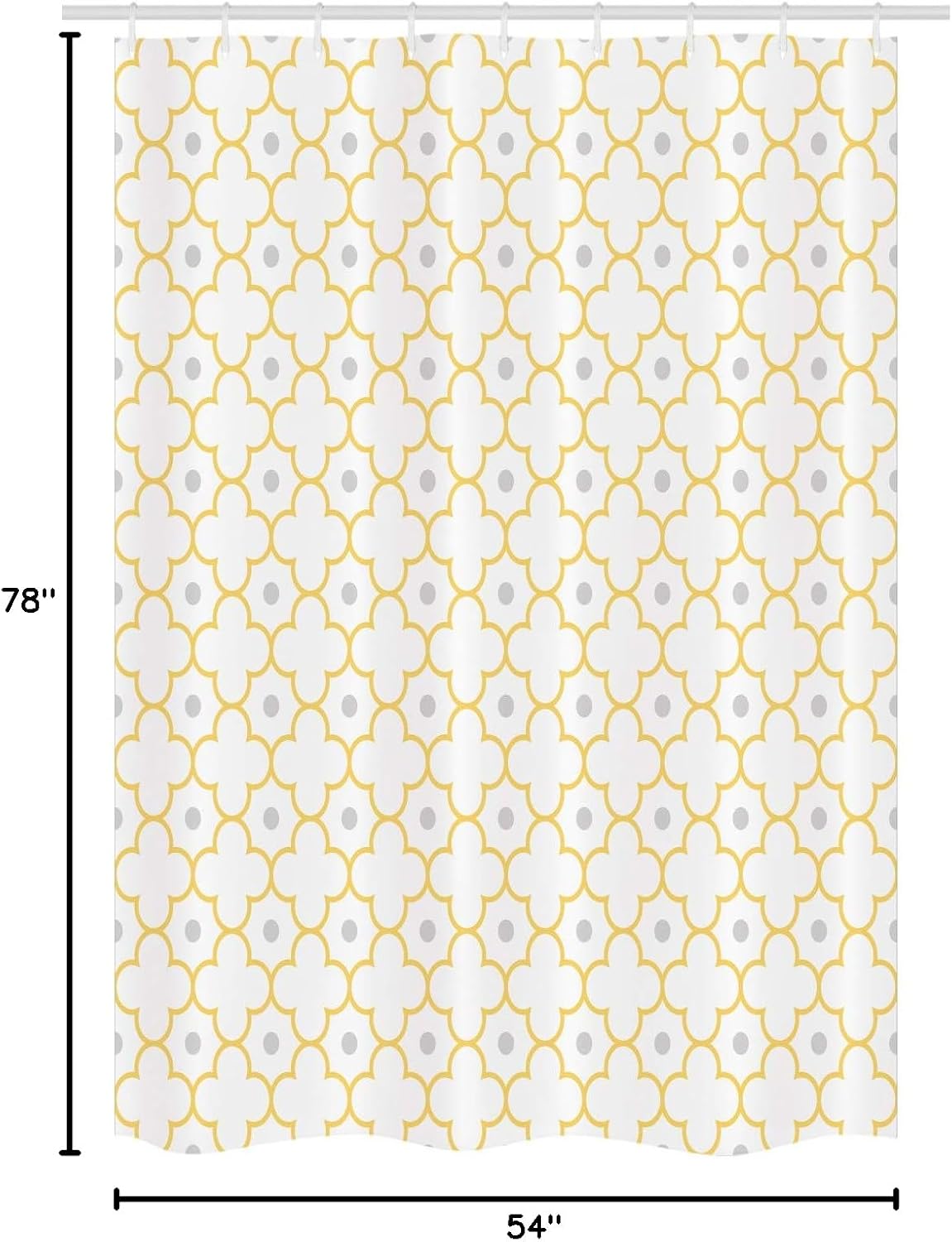 Ambesonne Quatrefoil Stall Shower Curtain, Moroccan Style Lattice Pattern Dots in Daisy Diamond Petals 4 Leaf Clover, Fabric Bathroom Decor Set with Hooks, 54" W x 78" L, Brown White