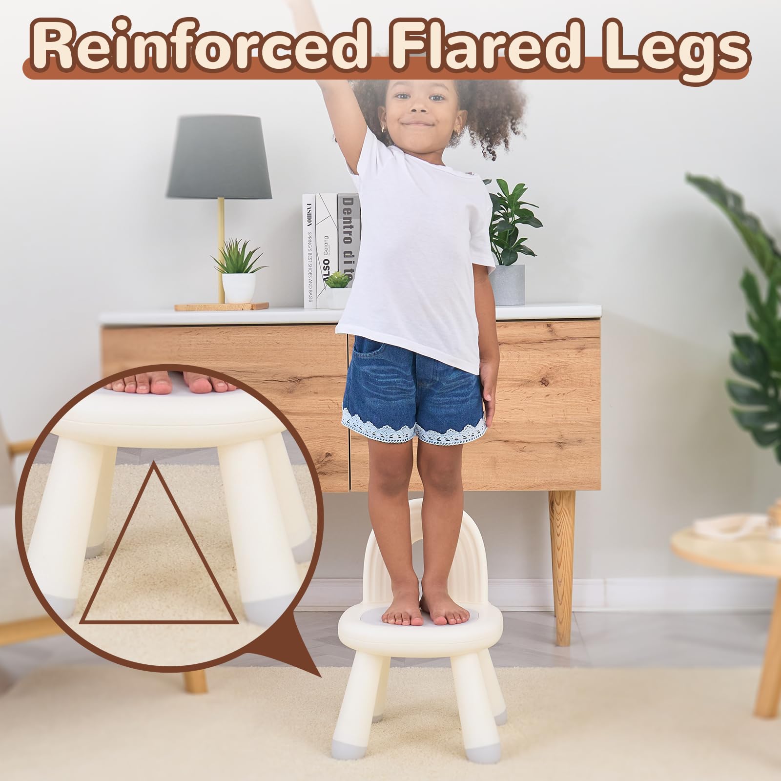 Silla para niños pequeños, silla ergonómica para niños, duradera y resistente, silla pequeña de plástico para niños de 1 a 3 años 4