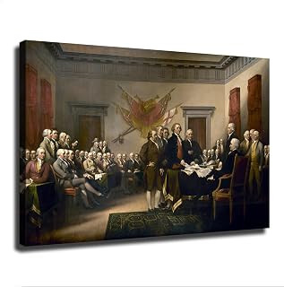 Signing of The Declaration of Independence - John Trumbull - American History Poster Wall Art Painting Canvas Wall Decor Modern Family Home Aesthetic Background Wall Decor (12×18inch-No Framed)