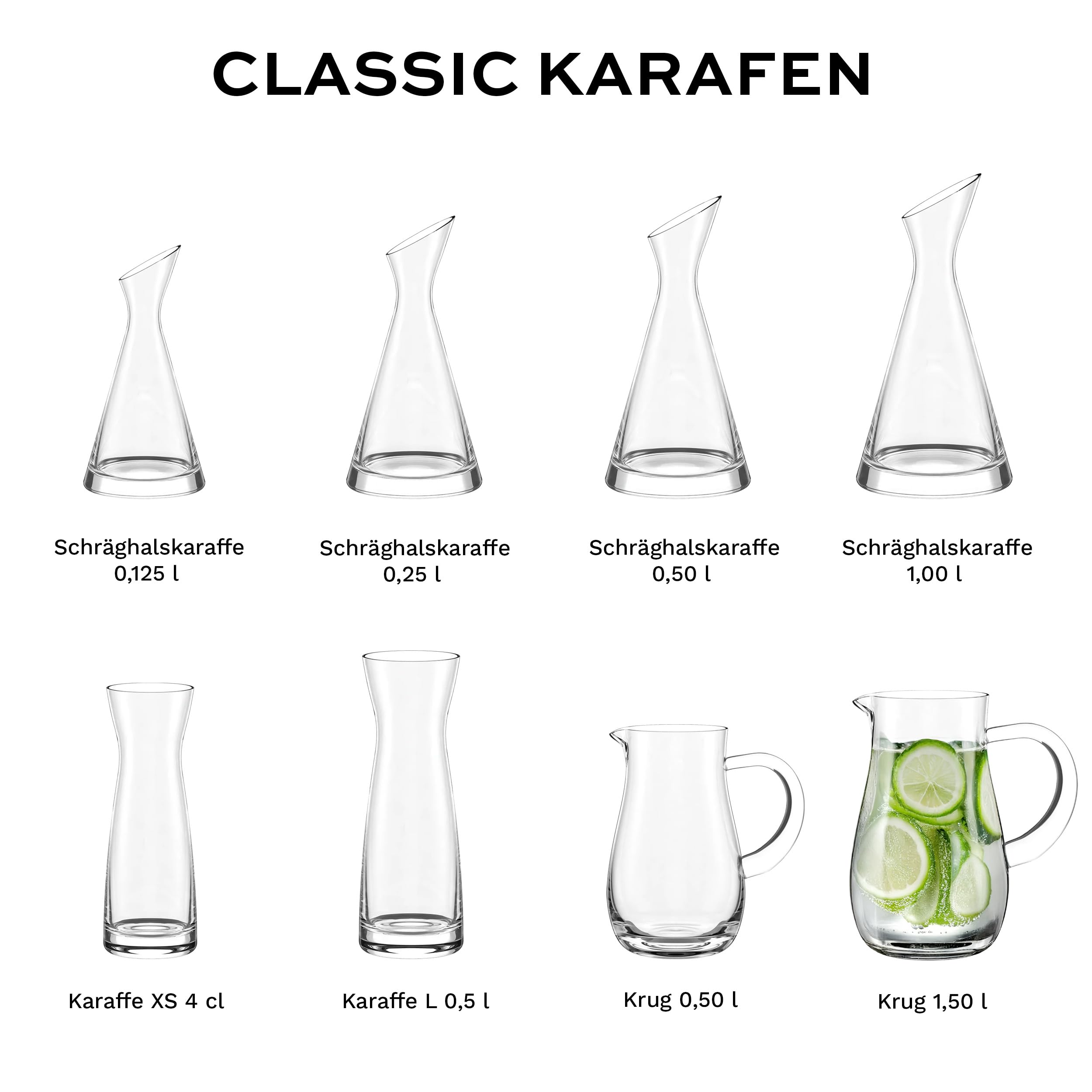 Stölzle Lausitz Exklusiv Krug Wasserkaraffe mit Eislippe 1,5 l, 6er-Set | Handgefertigte Glaskrüge & Wasserkaraffen mit Eislippe für Wasser, Saft und Wein, Kristallglas & spülmaschinengeeignet