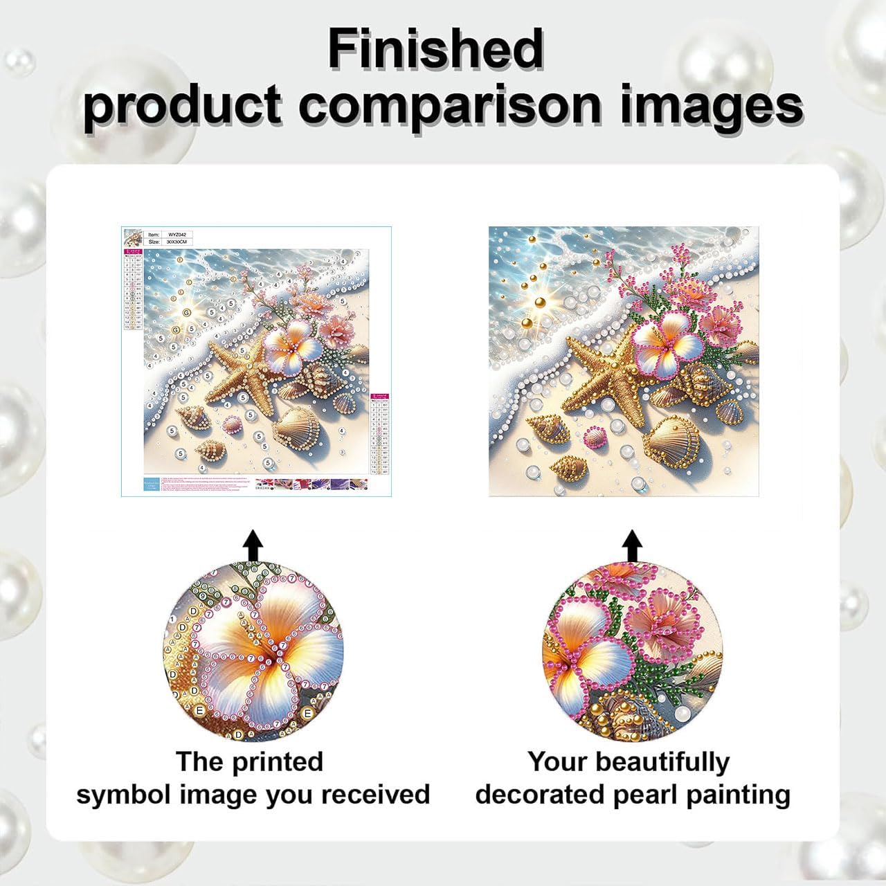 ajepon Beach Pearl Painting Kits for Adults - Special Shape Diamond Art Kits for Adults, Beach Pearl Diamond Painting Kit for Wall Home Decor Arts Craft 12x12inch