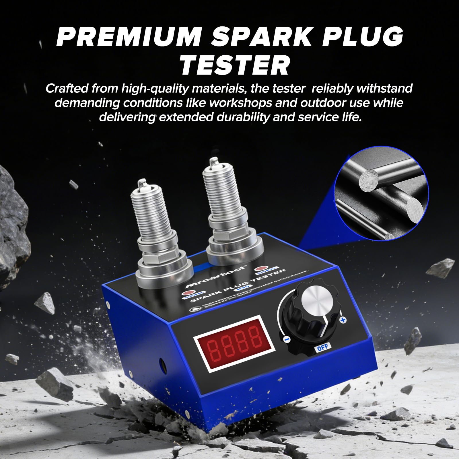 MRCARTOOL Tester di accensione per candele di accensione auto, analizzatore per sistema di accensione con doppio foro, copertura protettiva per candele da 12 mm (Klein blu)
