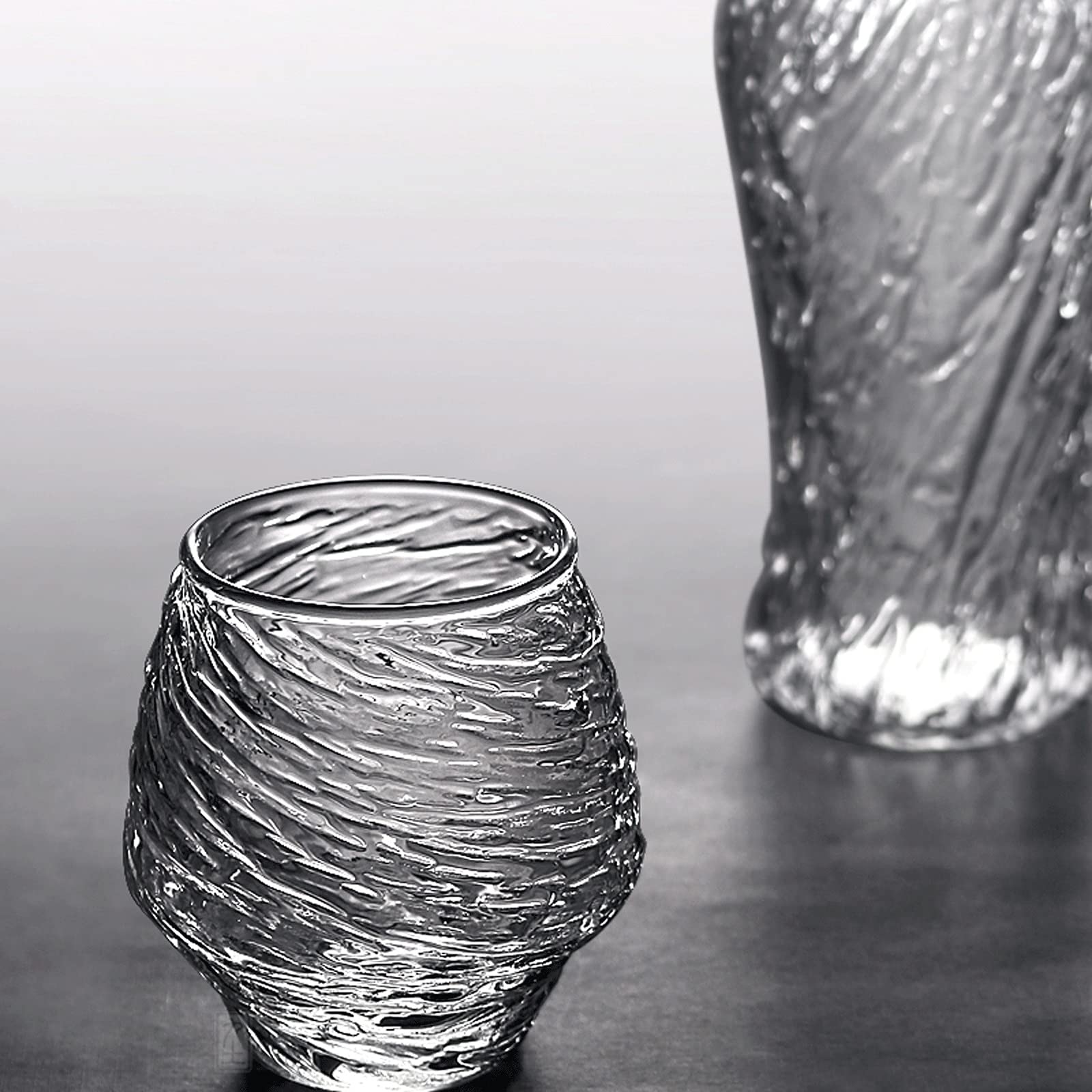 Vasos, vasos for beber Juego de 2 piezas de vidrio martillado (13 onzas y 18,6 onzas opcionales) Vaso de whisky sin plomo Juego de cristalería for jarra de cerveza de glaciar for el hogar Vasos de agu