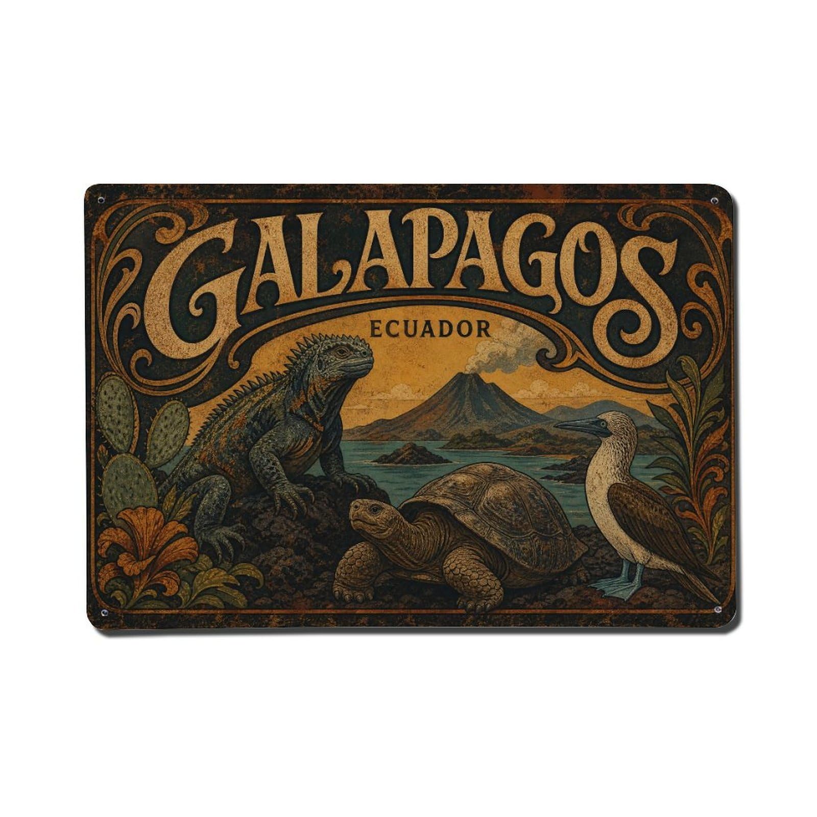 Metal Tin Sign Travel Vintage Ecuador Galapagos