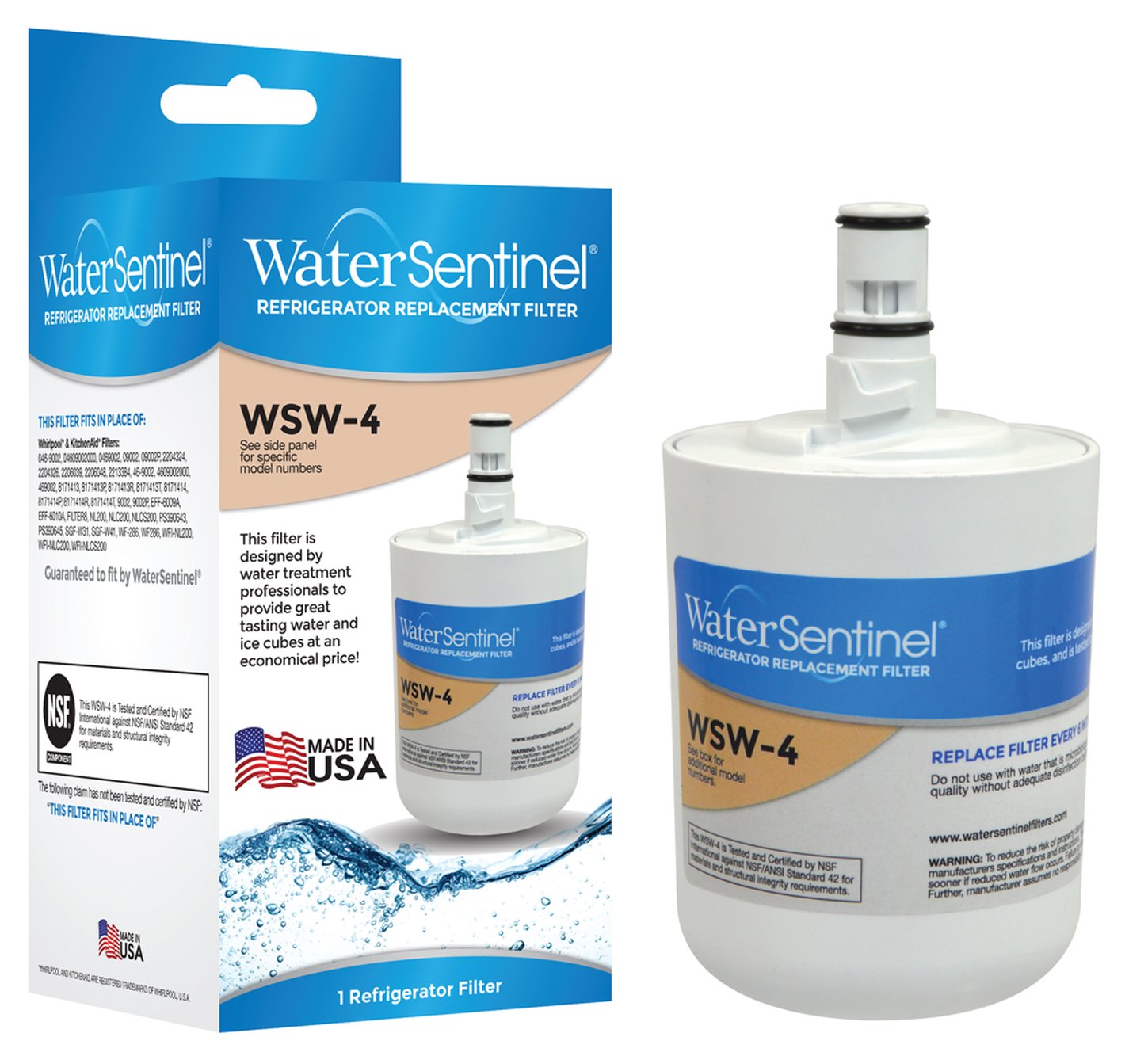 Water Sentinel WSW-4 - Filtro de repuesto para nevera