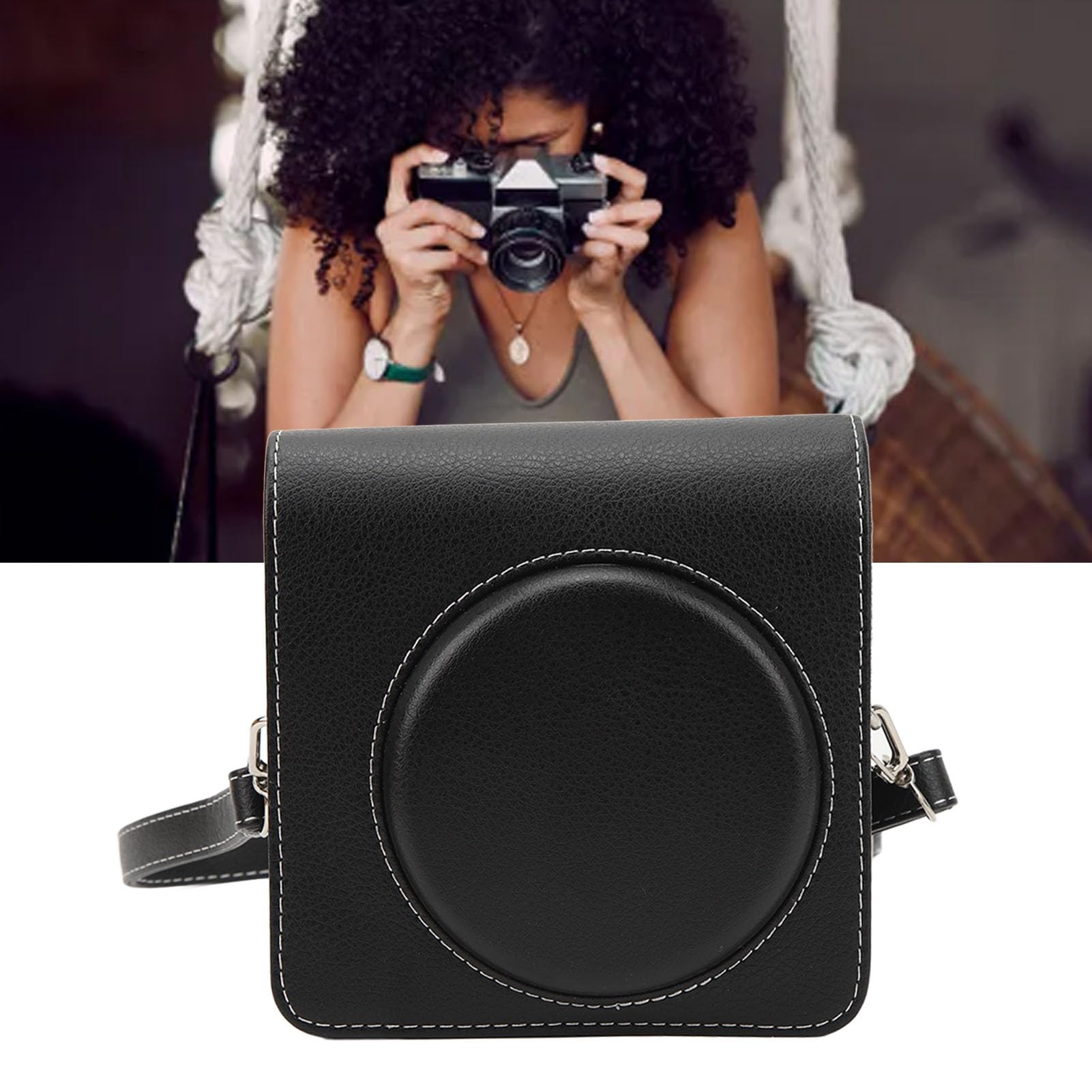 Custodia In Pelle PU Per Fotocamera Istantanea Square SQ40 - Borsa Protettiva Con Tracolla Regolabile E Uscita Foto - 3