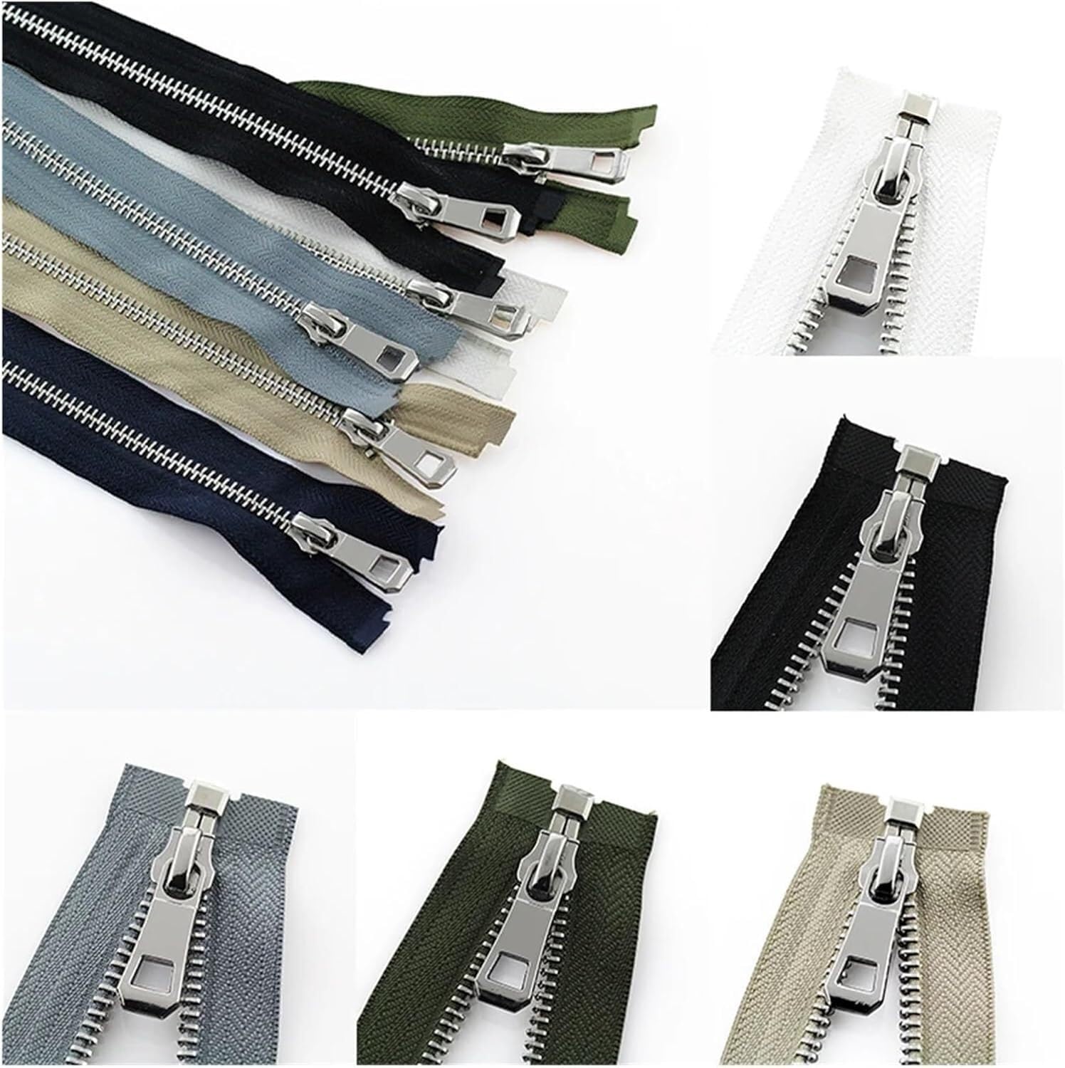 zamki do szycia, 5# Zamki błyskawiczne 55/65/75 cm Zamek błyskawiczny z otwartym końcem do samodzielnego szycia Akcesoria odzieżowe kurtki, płaszcza, odzieży, butów(Gray,55CM)