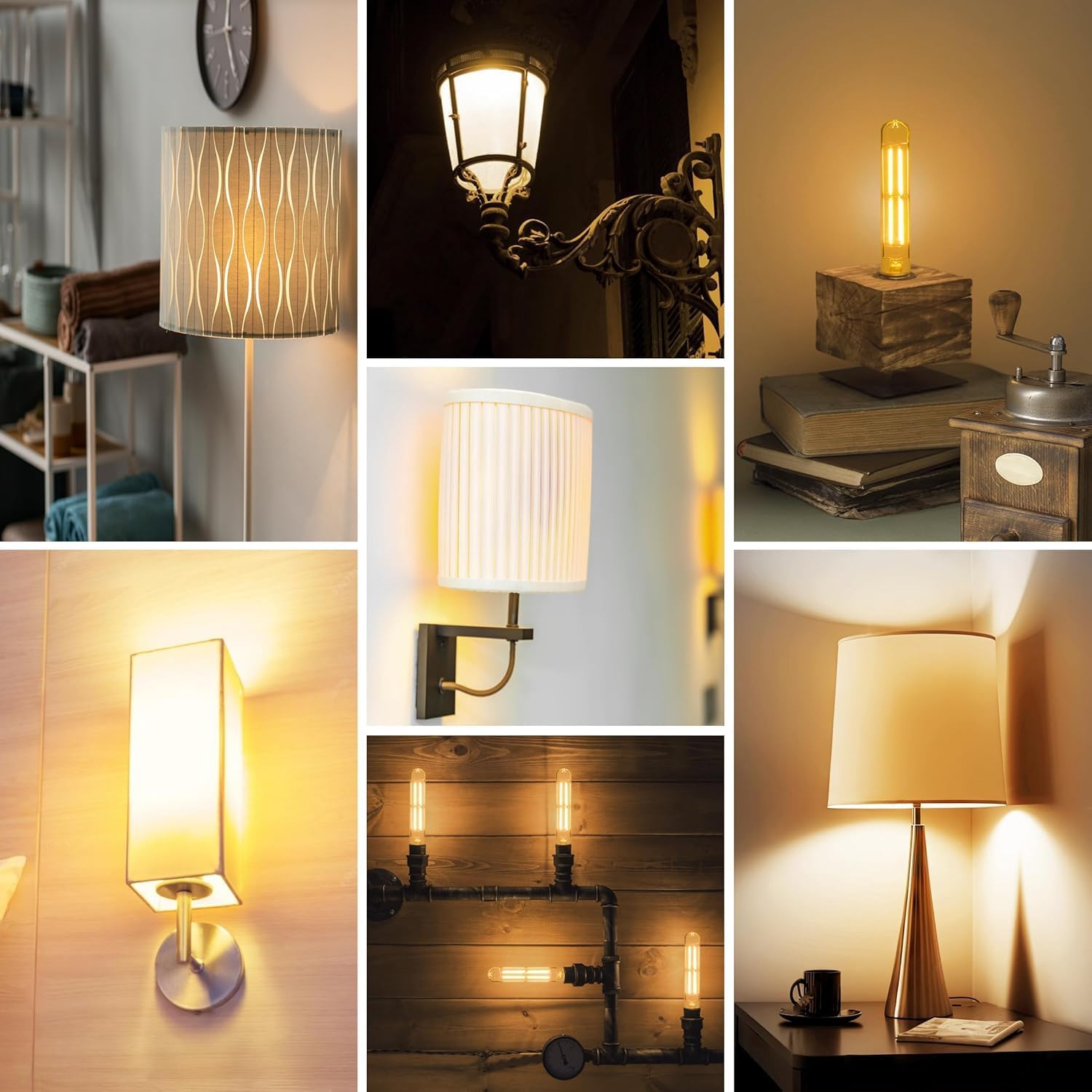 8.9IN LED Light Bulbs E26 Base, 6W 800LM 2700K Soft White T10 T9 Vintage Edison Bulbs Dimmable, AC 120V Equal 80 Watt Clear Glass Long Tubular Filament Bulb, UL Certified - 2Pack