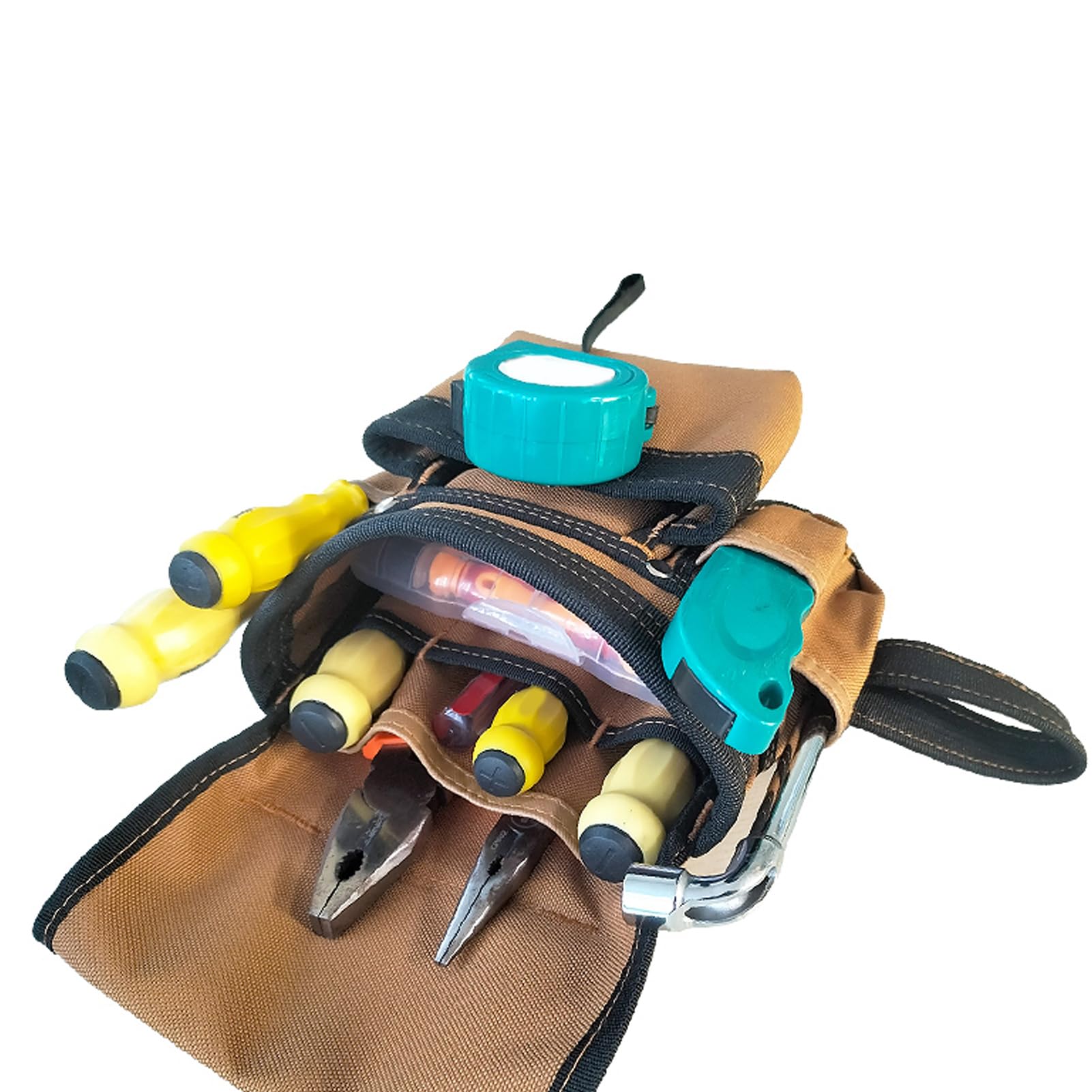 Cinturón de herramientas de construcción ajustable, bolsa de herramientas de carpintero profesional, cinturón de tela Oxford 1200D con múltiples bolsillos y soporte de cinta de