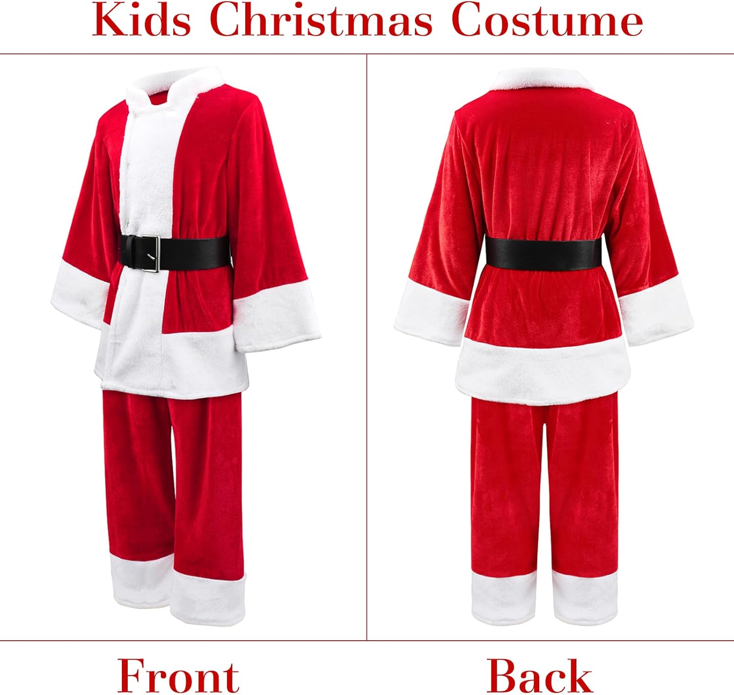 Kids Christmas Santa Costume Suit Cosplay Deluxe Plush Claus Costume for Boys Girls Halloween Christmas Party Outfits