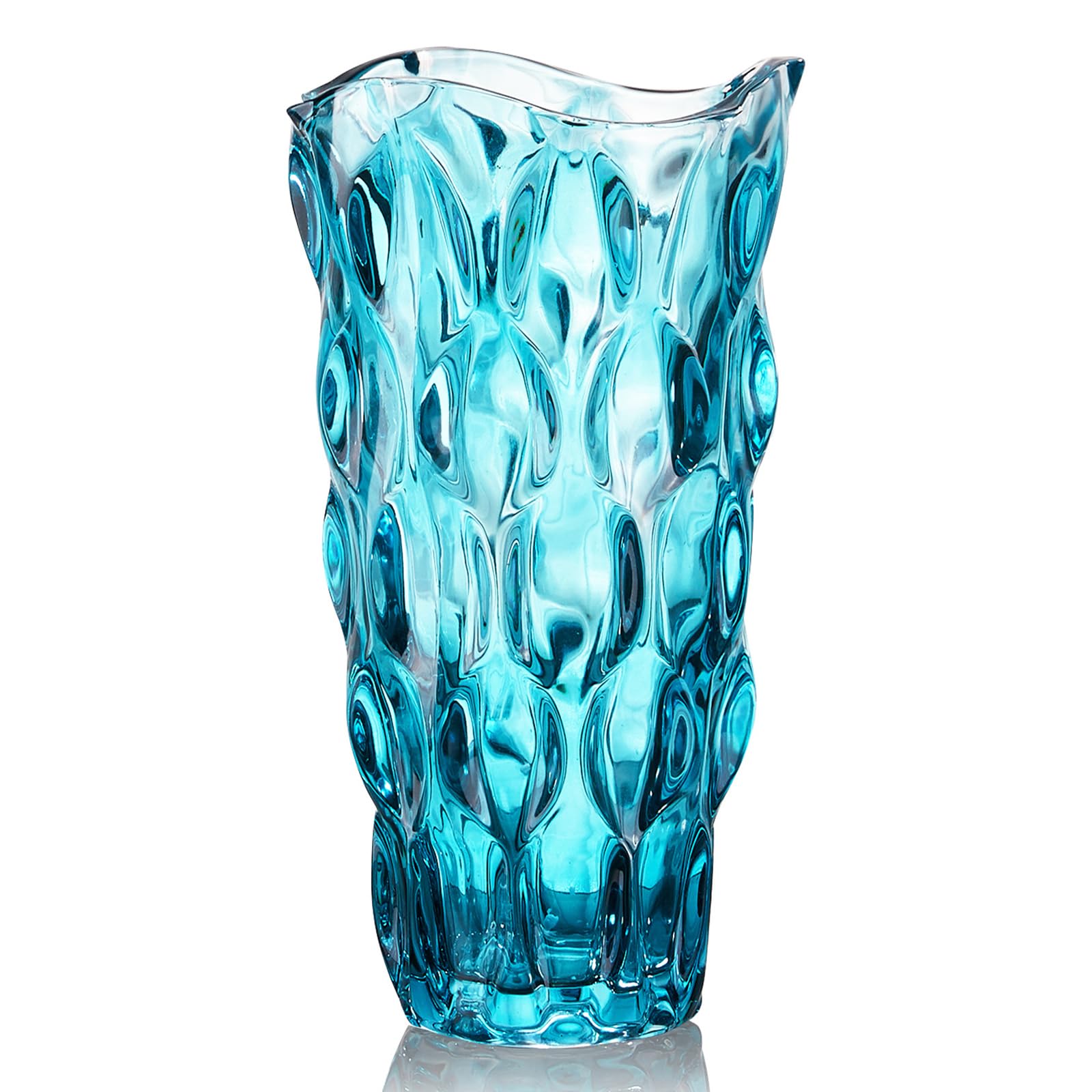 CEMABT Glass Vases for Flowers,Thickened 3.4 lb Morden vases for Tables Centerpieces, vase for Home Decor, Crystal,Colorful,Vintage and Clear Rose Large Vases Christmas Day Gifts(Blue)