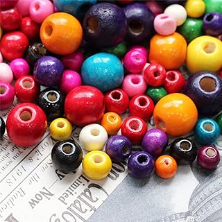 BetterJonny 800 Pcs Colorful Wooden Beads - 4 Size Large Hole Painted Wooden Beads for Macrame Rosary Bracelet Jewelry Craft Making (8mm, 10mm, 12mm, 16mm)
