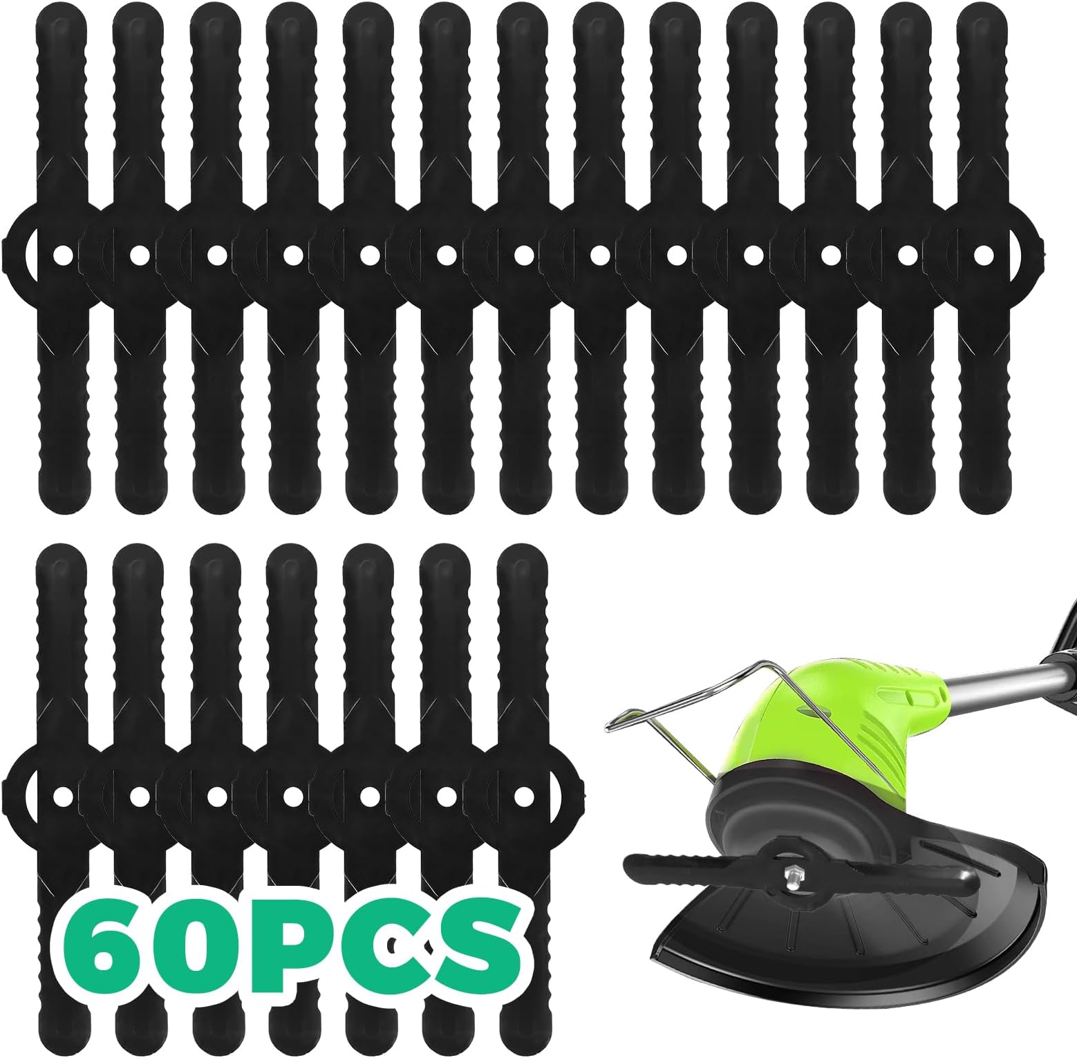 Pack of 60 Replacement Blades Grass Trimmer, 14 cm Plastic Replacement Blade, Plastic Blade Grass Trimmer Accessories, Grass Trimmer Accessories, Plastic Blade for Mowers with Interchangeable