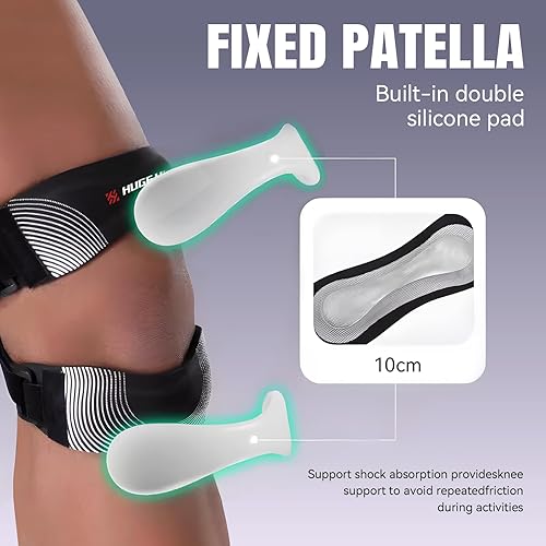 Miniatura 3 de Rodillera para correr y baloncesto, soporte de compresión ajustable con correa para rótula, rodillera transpirable para hombres y mujeres (negro)
