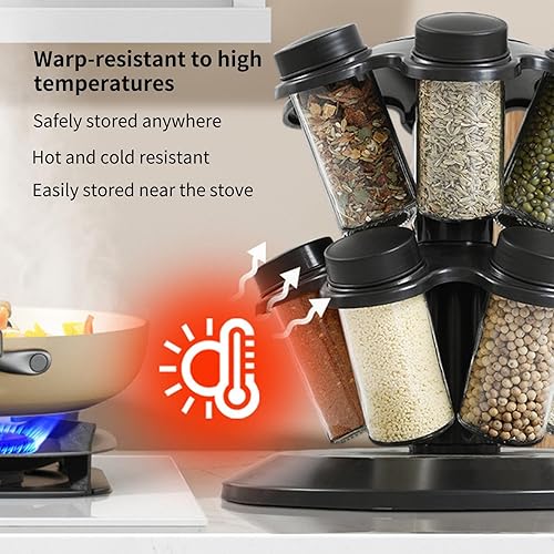 Miniatura 3 de Estante para condimentos, diseño giratorio de 360, 8.9 in, organizador de tarros en S, soporte para condimentos de cocina, ahorro de espacio y