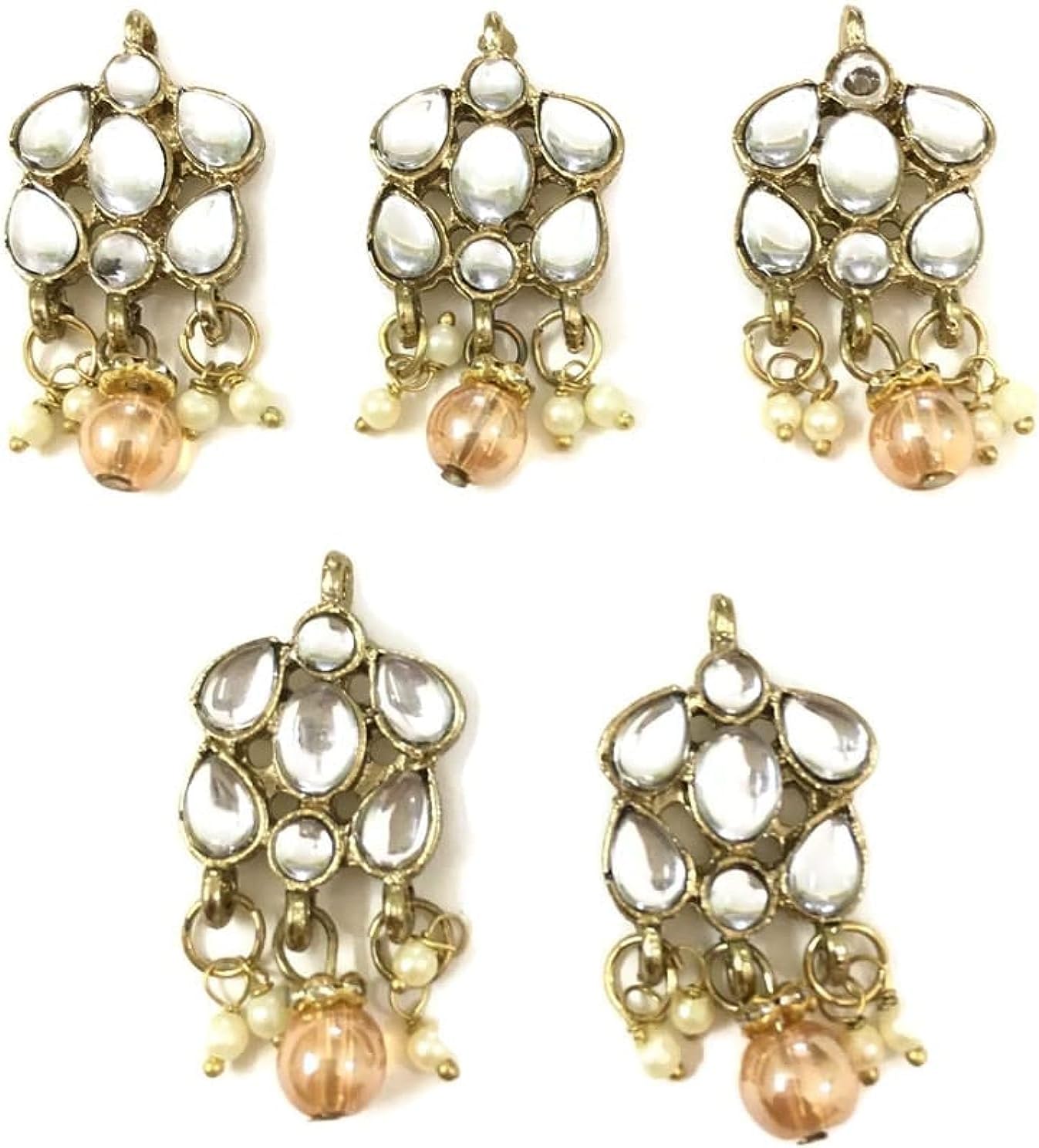 SYNC kundan buttons for kurtis 4 cm golden clothes kurta pearl hanging women girl metal button beads long hanging latkan sewing dress lehenga tassel dress decoration fringe fancy stylish diy craft