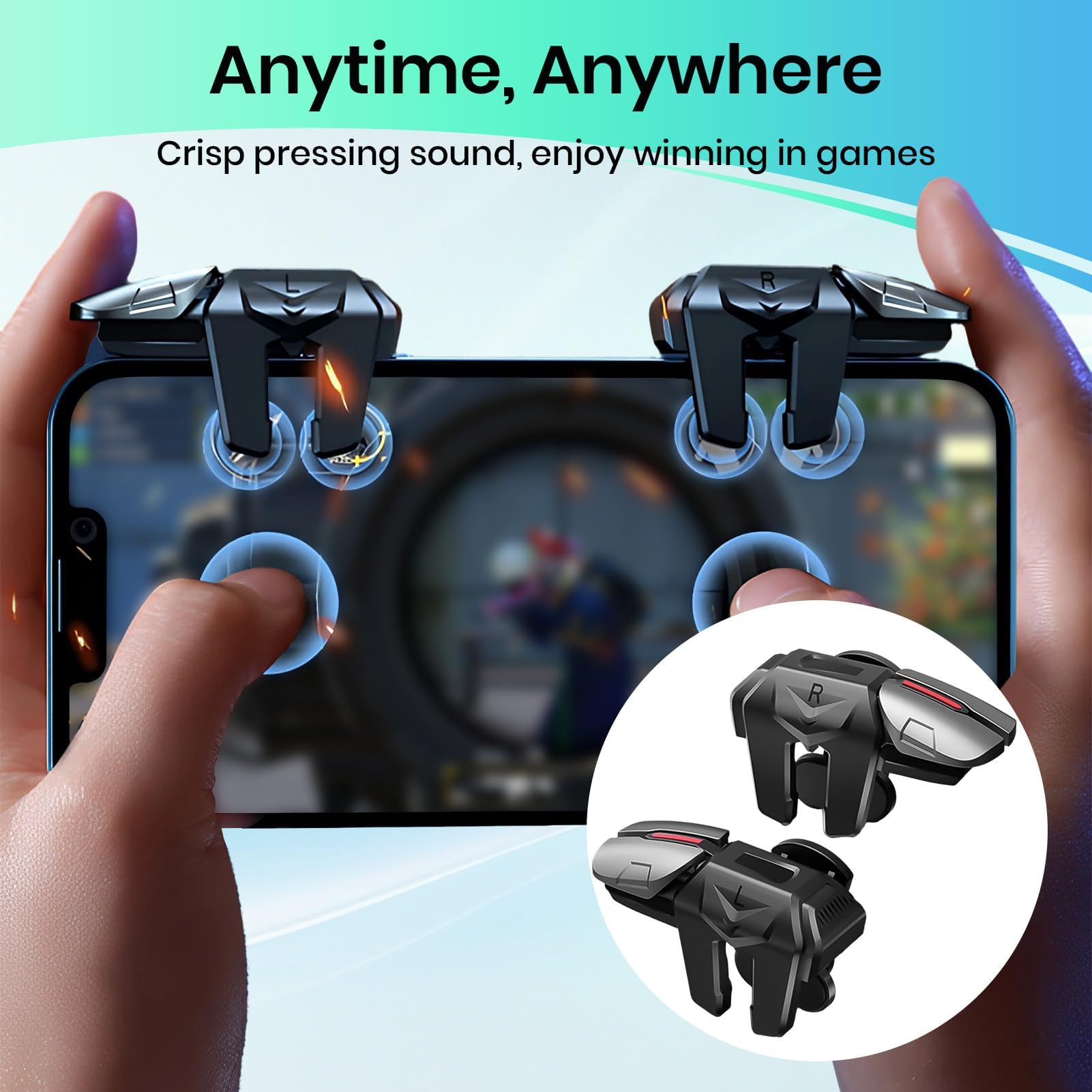 Amztour Controller Di Gioco Mobile 6 Dita Compatibile Android iOS PUBG Mobile Call of Duty ESports Trigger Controller Mobile Gamepad Smartphone Joystick Grilletti Accessori Gaming Portatile