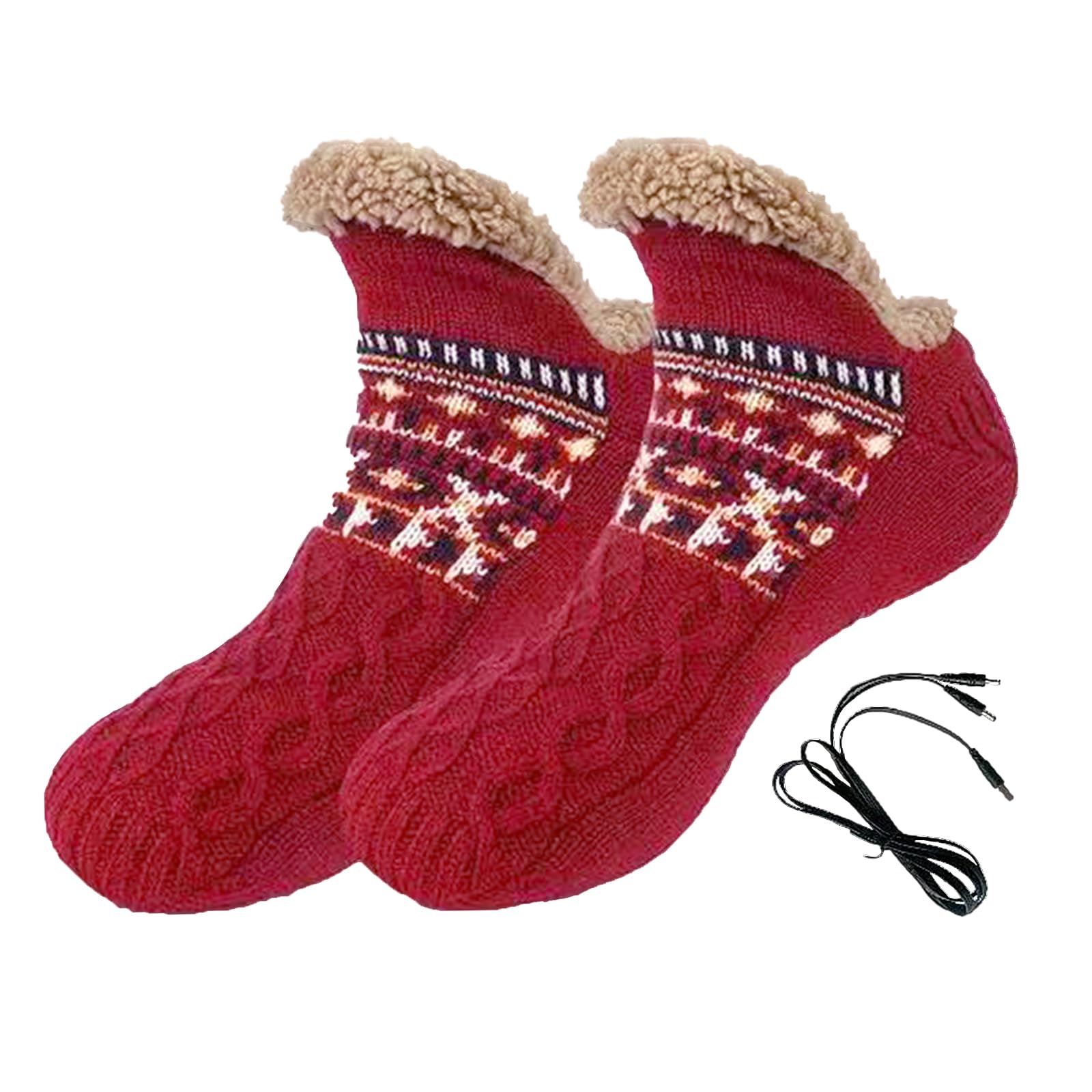 USB Heated Socks Men Women Heated Foot Warmer Socks Thick Fleece Floor Sock Thermal Slipper Sock Feet Heater