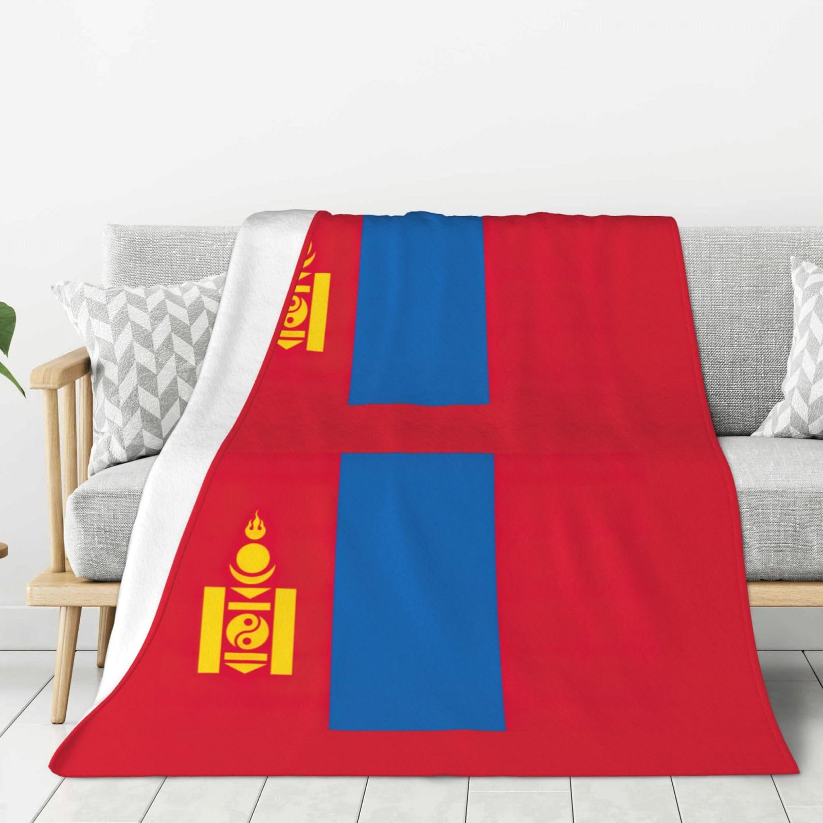 Couverture flanelle drapeau mongol de qualité supérieure, jeté de lit doux
