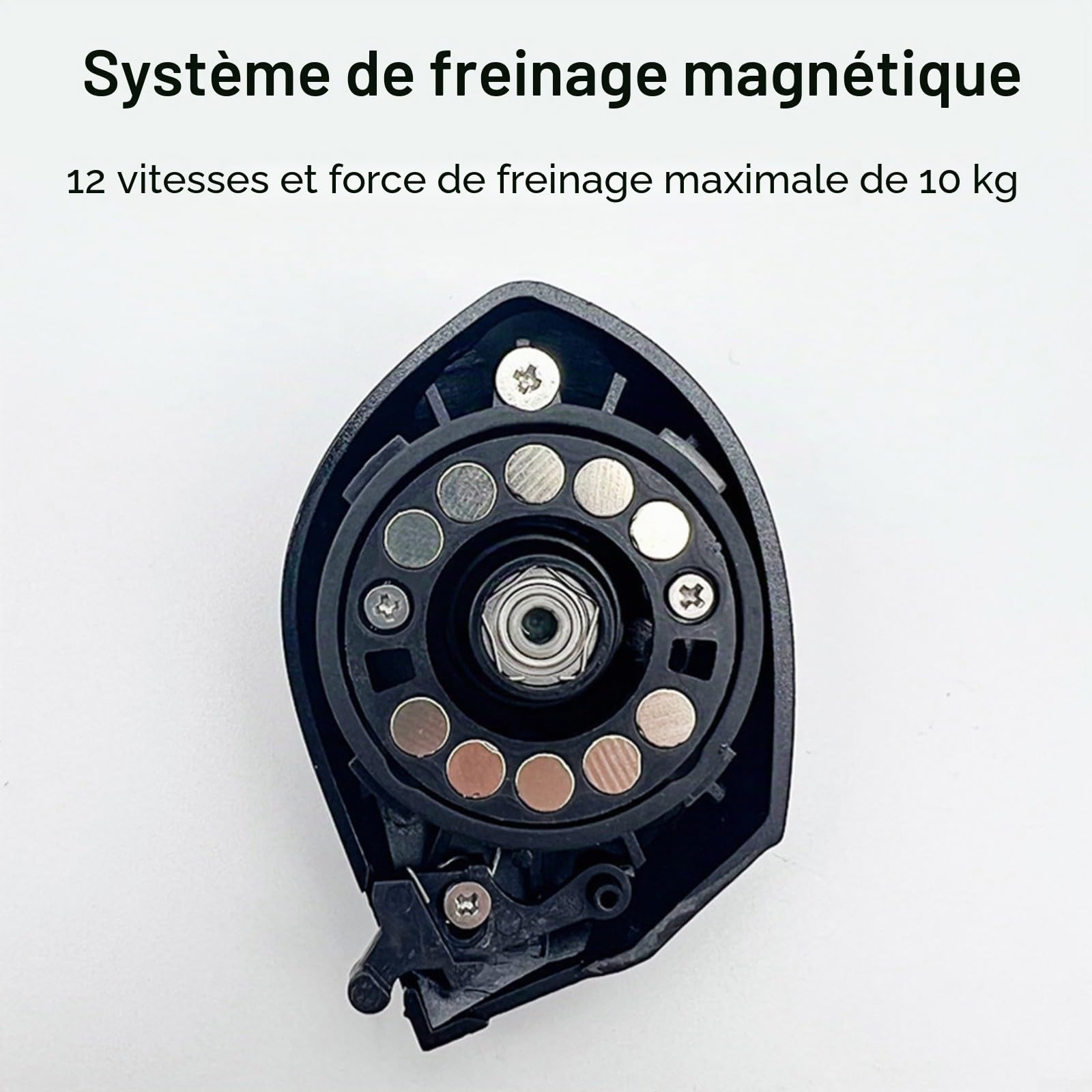 Moulinet électrique à appât en métal résistant à la avec système de freinage magnétique, Noir