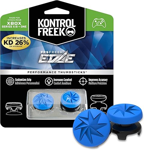 KontrolFreek FPS Freek Edge para Xbox One y Xbox Series X Controller Pulgares de rendimiento 1 convexo de tiro alto 1 convexo de tiro bajo azul