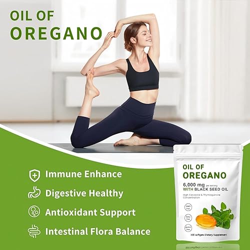 Miniatura 3 de J-PRQ Cápsulas blandas de aceite de orégano, 300 cápsulas de suplemento de aceite de orégano orgánico, sin OMG, 6000 mg de aceite de orégano y 200