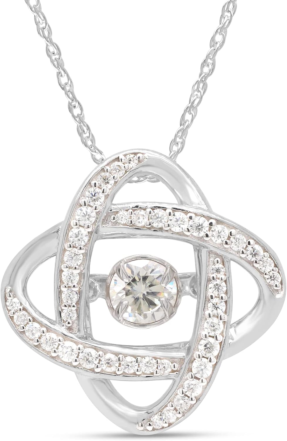 SAVEARTH DIAMONDS 1/2 ct. t.w Round Cut Lab Created G-H Color Moissanite Diamond Infinity Love Knot Pendant Necklace In 14k Gold Over Sterling Silver, 18" Chain (0.50 Cttw, VVS1 Clarity)