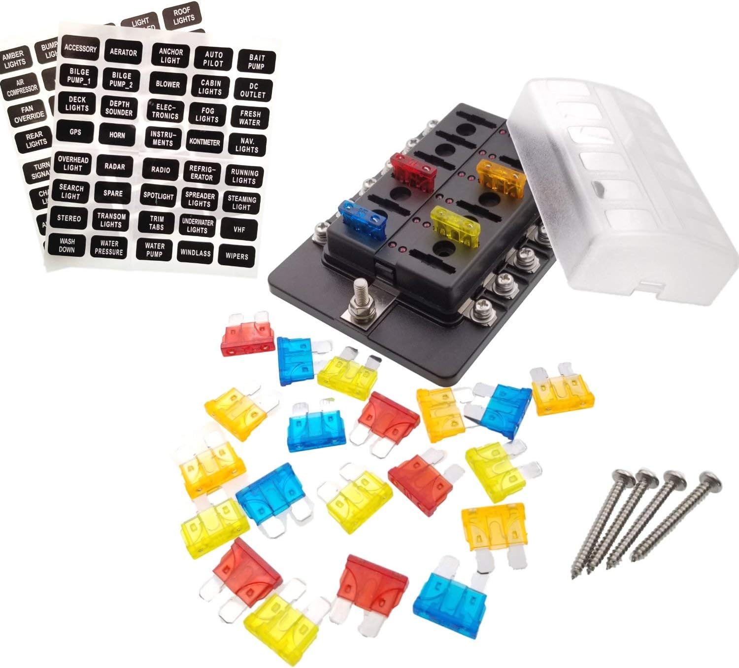 Portafusibili Auto 12V 12 Vie ZEALfix - Con Indicatore Luminoso Per Auto, Camper, Barca - Foto 8