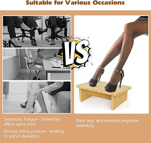 Miniatura 6 de Reposapiés debajo del escritorio, reposapiés debajo del escritorio para uso en la oficina, reposapiés ergonómico con superficie antideslizante,