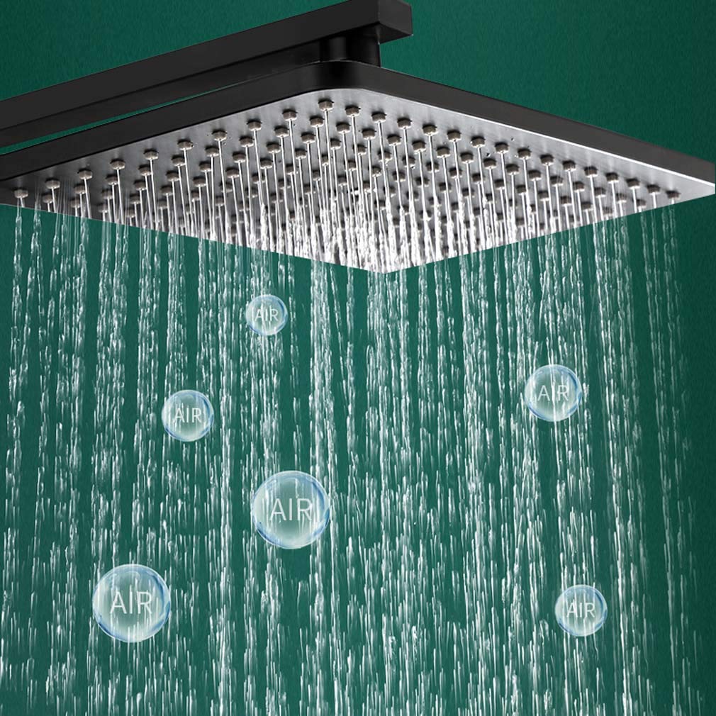 Sistema de ducha termostático para baño, válvula de ducha mezcladora de 38 ℃, 4 funciones con cabezal de ducha cuadrado de lluvia de 260 mm, sistema de ducha de mano, grifo y pistola rociado