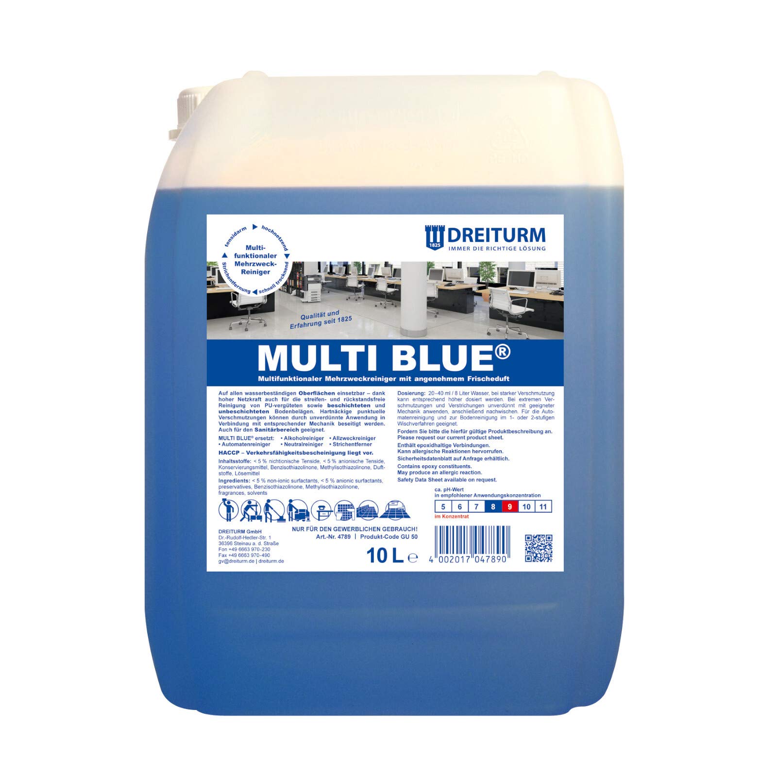 Dreiturm Multi Blue Mehrzweckreiniger 10 L Reinigungskonzentrat Allesreiniger Allzweckreiniger Automatenreiniger