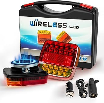 Magnetic Wireless Trailer Lights, LED Wireless Tail Lights for Trailer, Rechargeable Magnetic Trailer Light for Towing, Portable Tail Tow Light Kit for Trucks Boat Camper RV, IP65 Waterproof