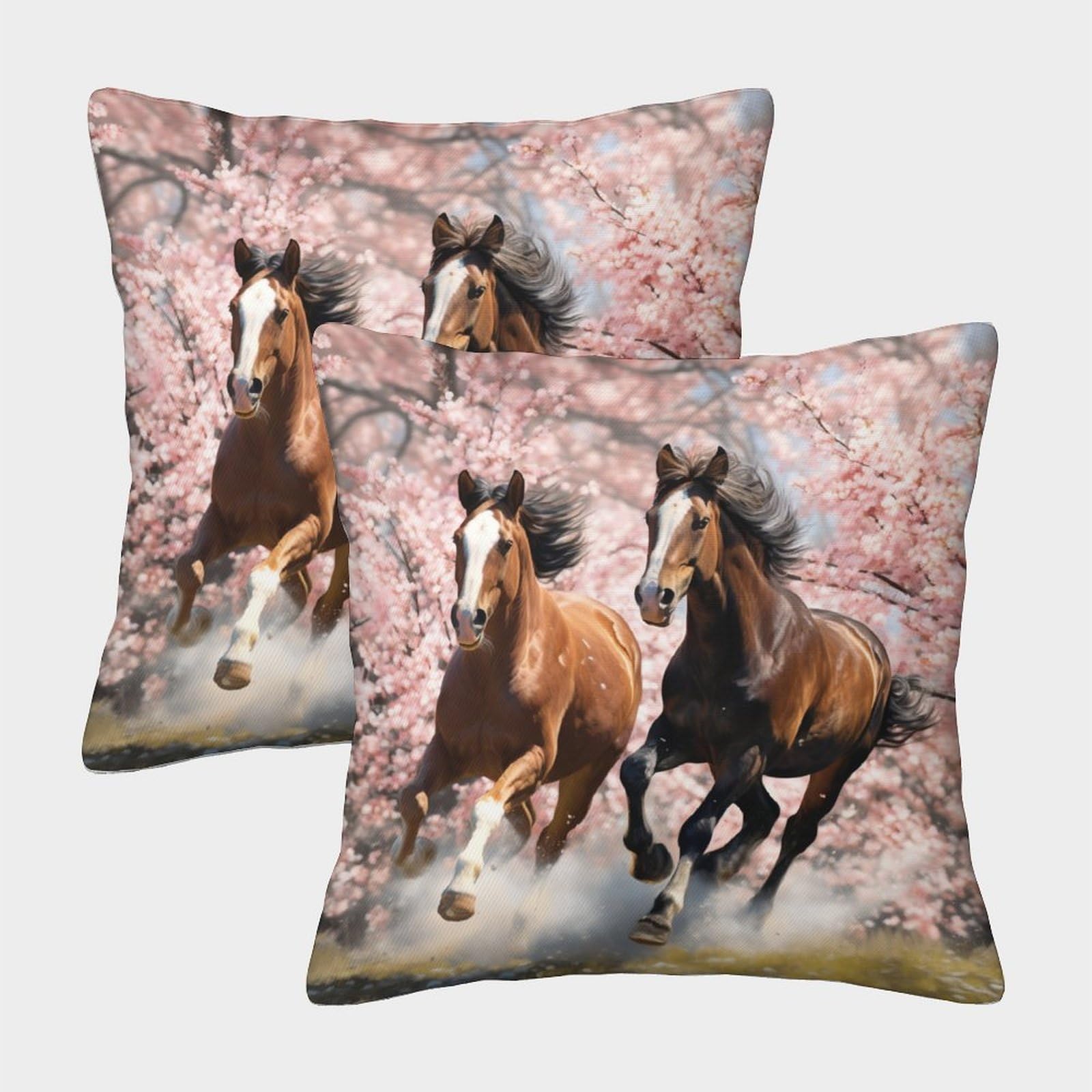 kaiyun 2 Pack Horses,Galloping Horses Pillow Case 50x50cm 3D Printing Cushion Cover,home Decoration Sofa Cushion