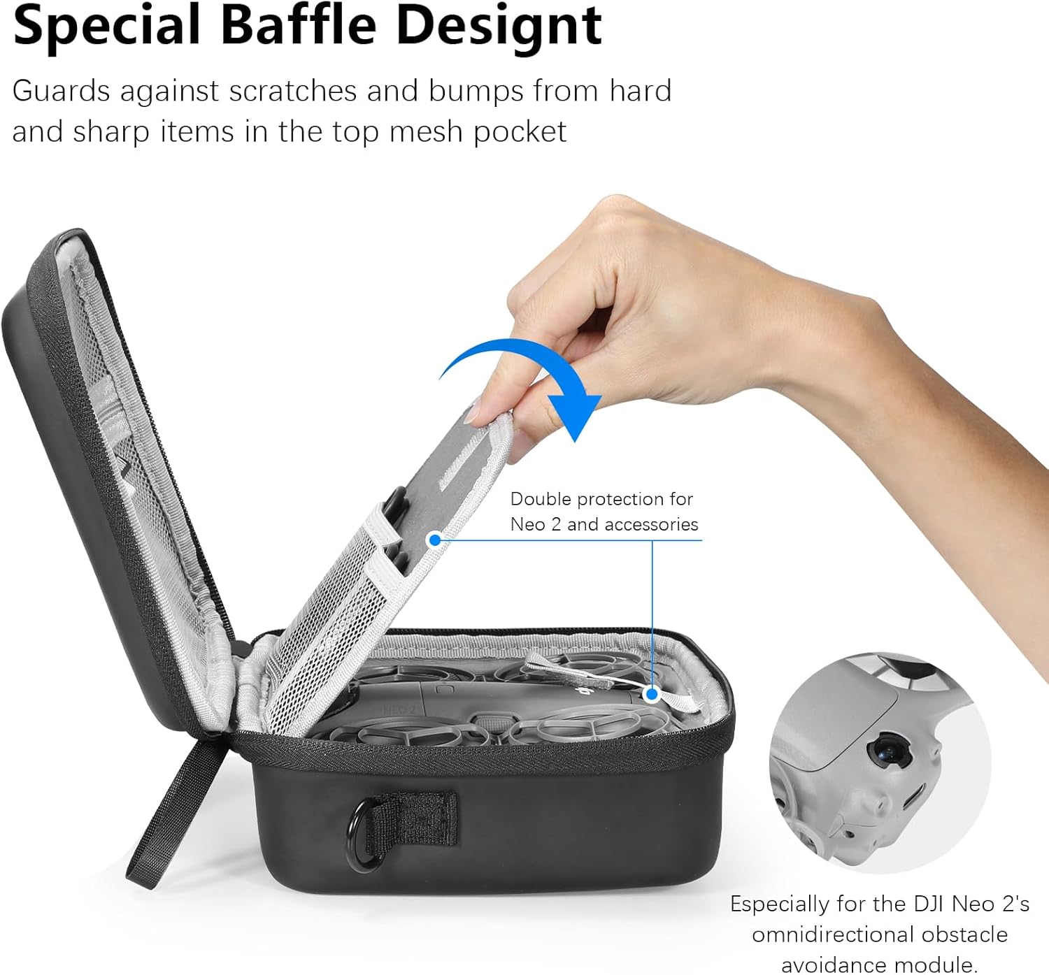 FPVtosky Carrying Case for DJI Neo 2 [CASE ONLY], Portable PU Leather Small Storage Protective Shoulder Bag for DJI Neo 2 Drone and Batteries Accessories - Image 3