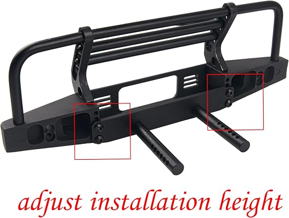 Aluminum Front Bumper with LED Headlights Tow Hook Compatible with Traxxas TRX-4 TRX4 Axial SCX10 SCX10II 90046 90047 1/10 RC Crawler Car