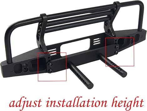 Aluminum Front Bumper with LED Headlights Tow Hook Compatible with Traxxas TRX-4 TRX4 Axial SCX10 SCX10II 90046 90047 1/10 RC Crawler Car