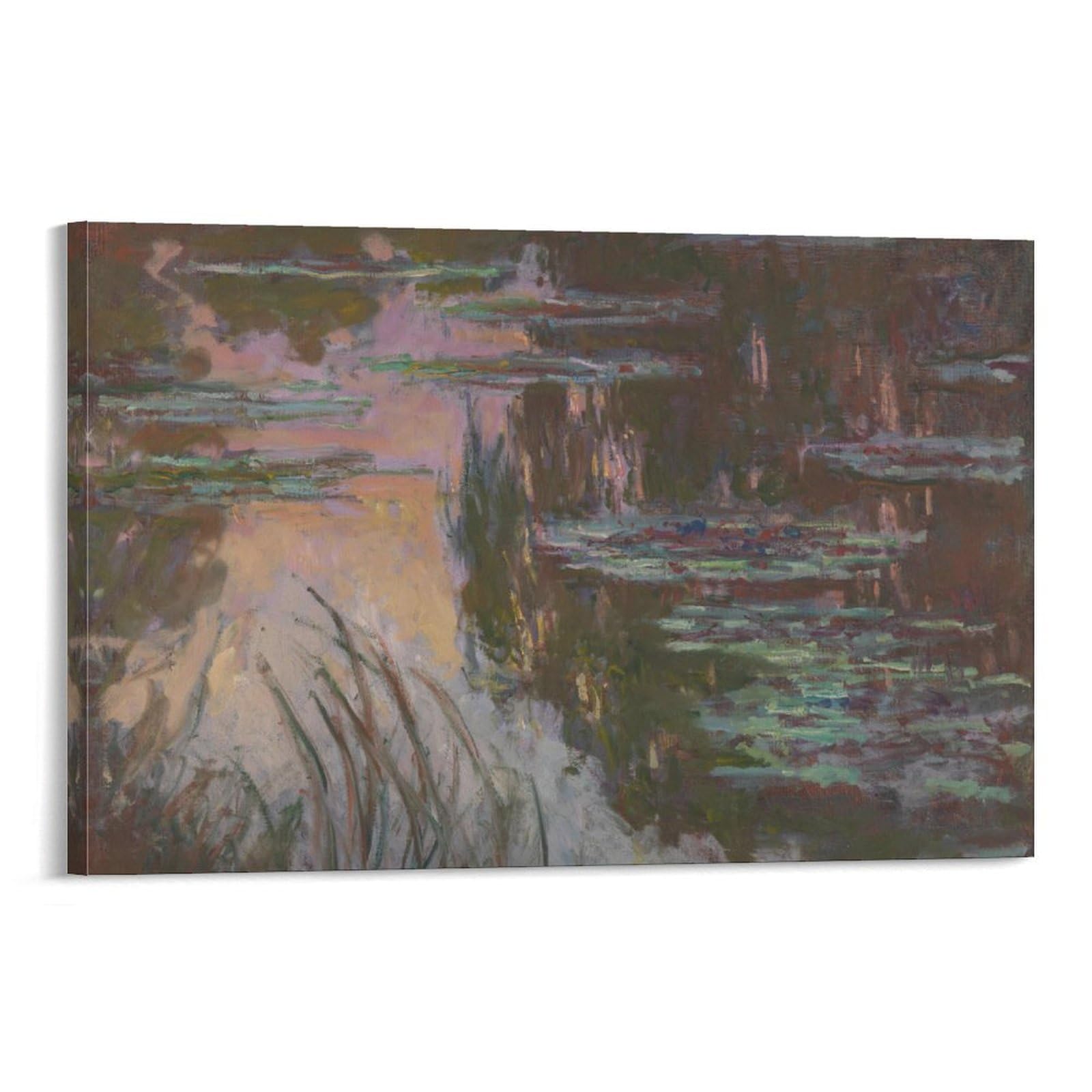 Claude Monet - Water-lilies, Setting Sun Poster Canvas Art And Wall Art Picture Print Modern Family Bedroom Decor 08x12inch(20x30cm)