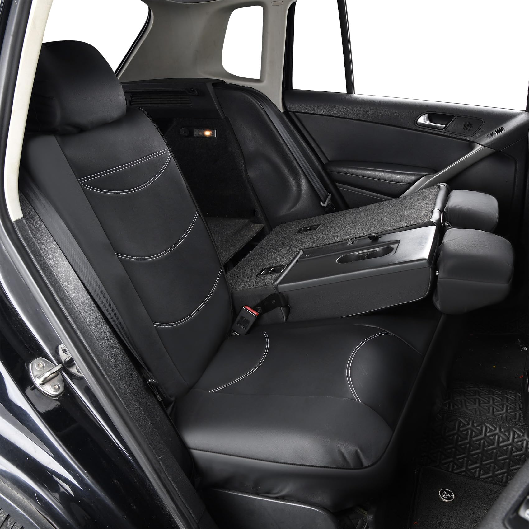 Uniwersalne wodoodporne pokrowce na siedzenia ze skóry Napa, kompletny zestaw, pasuje do Mitsubishi ASX Eclipse Cross L200 Lancer Mirage Outlander Shogun (czarny)