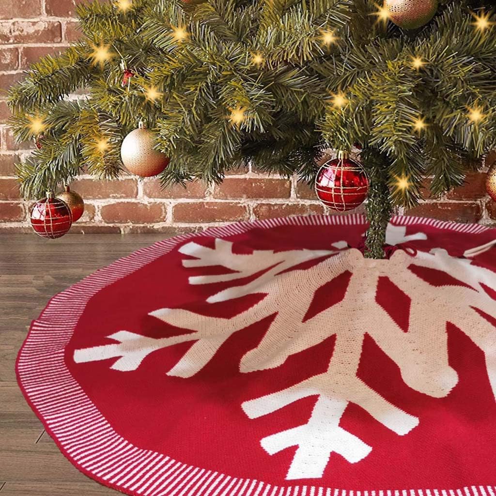 Christmas Tree Skirt, 122cm Snowflake Christmas Tree Skirt Ornaments Floor Mat Cover Party Home Holiday Decor