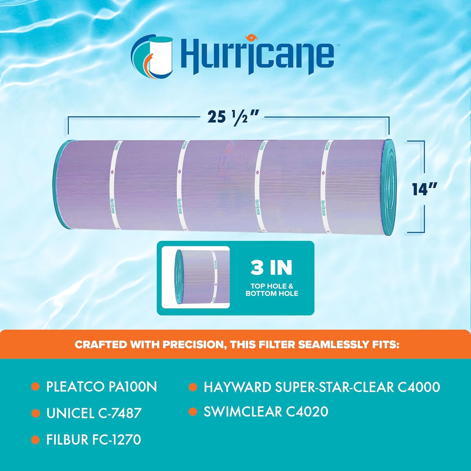 Hurricane Filters 8 Pack HF7487-04P Platinum Purple Spa Filter Cartridge - Replacement for PA100N, Unicel C-7487, Filbur FC-1270, Hayward Super-Star-Clear C4000, SwimClear C4020 - Image 3