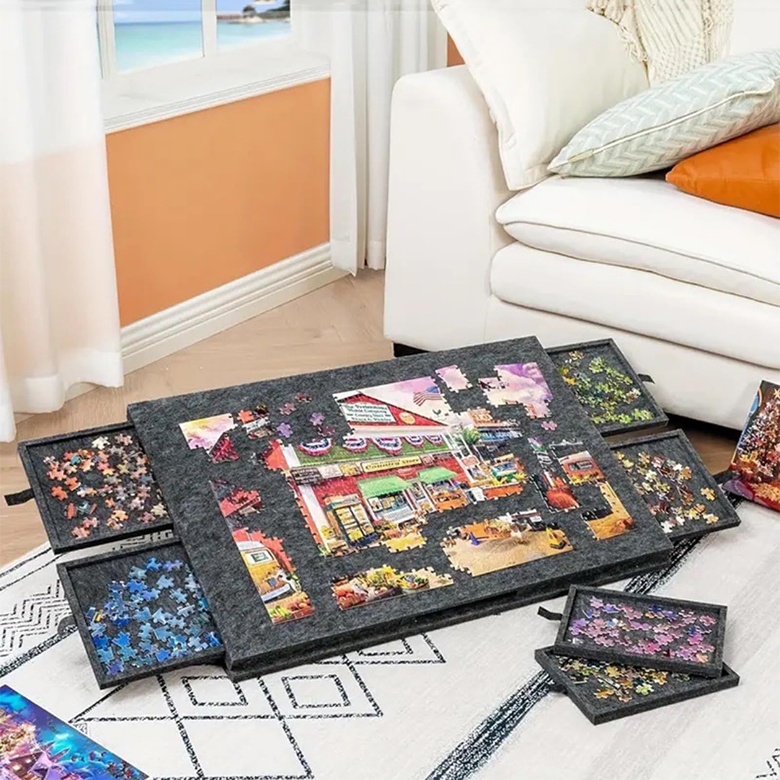 Mesa De Rompecabezas Plegable,Mesa De Rompecabezas Inclinable,Tablero De Rompecabezas De Fieltro Liviano,No Es FáCil Doblar,DiseñO Abatible,para El Hogar O para Viajar