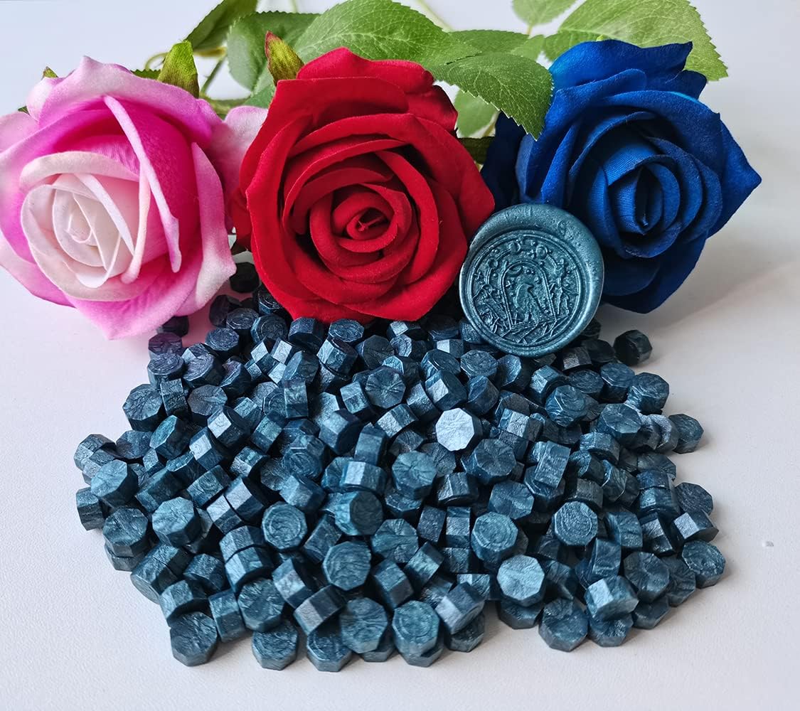 400 Pieces Sealing Wax Beads for Seal Stamp, PORXFLY Wax Seal Beads Great for Wedding Invitations, Wine Packages,Cards Envelopes, Gift Wrapping (Dark Blue)